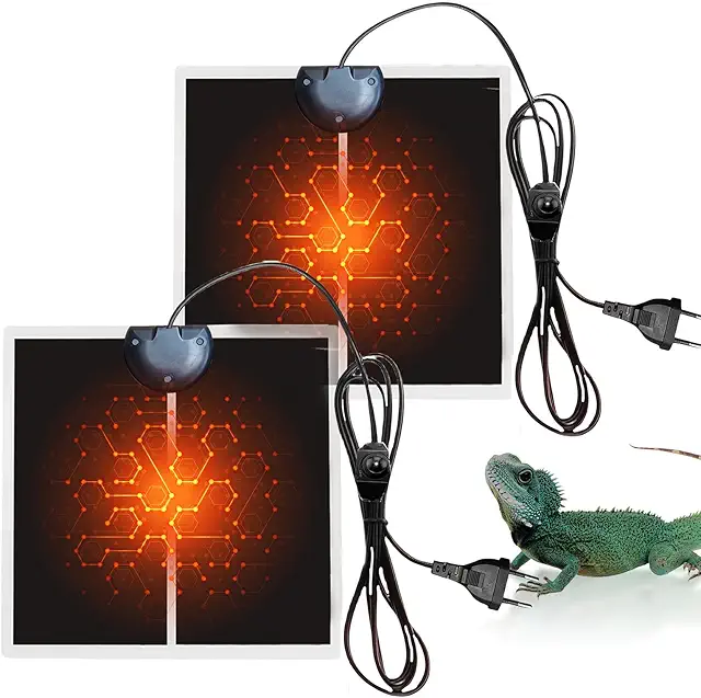MEGYAD Tappetini Riscaldanti per Terrario - 2 Pezzi, Regolabili, per Rettili e Anfibi