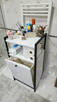 Kirli Çamaşır Sepeti Organizeri Yıkanabilir Kumaş – Raflı, Mobilya, (100×50×40 cm / 90 L) (Beyaz)