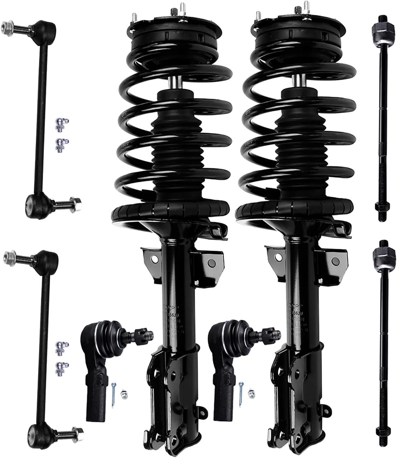 Struts Shock suspension kit for 2005 2006 2007 2008 2009 2010 for Ford Mustang Front Complete Struts Assembly Stabilizer Bar Link Tie Rod End 8 Pcs, 172138 ES80805 EV80804 K80899