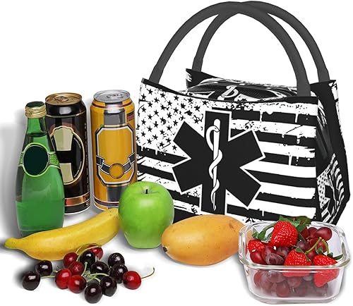Miniatura 6 de EMS Star of Life EMT Paramedic Medic American Flag - Bolsa térmica plegable grande con aislamiento  Bolsa de almuerzo a prueba de fugas para adultos