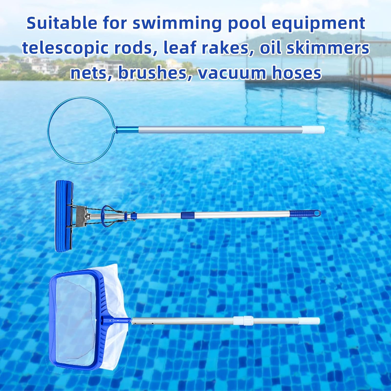 Crochets solides en acier au carbone pour organiser les outils et accessoires de piscine en plein air