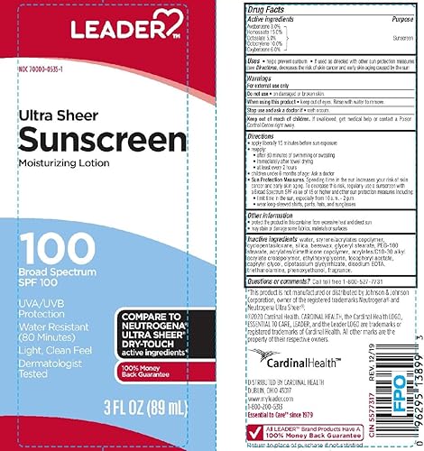 Miniatura 7 de Leader Ultra Sheer Dry Touch - Loción de protección solar resistente al agua y no grasosa con amplio espectro SPF 100+, 3 fl oz