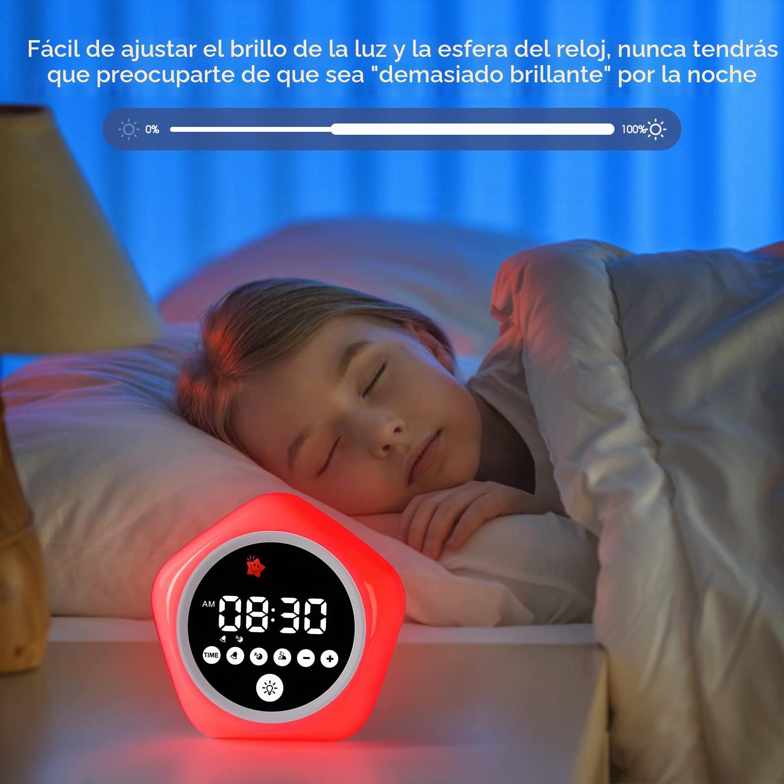 Reloj de alarma para niños, reloj de entrenamiento de sueño para niños pequeños con luces nocturnas, reloj OK para despertar para niños