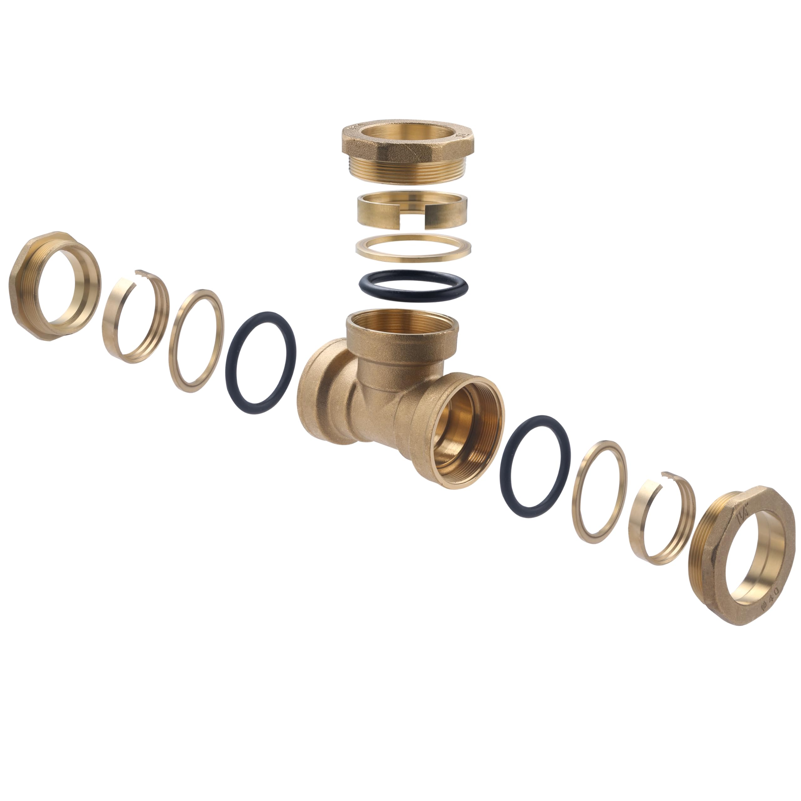 Connettore a T uguale in ottone Ø40 per tubo in polietilene | Connessione resistente e durevole | Ideale per impianti di irrigazione e idraulici | Installazione rapida e sicura | QUICK PLOMBERIE
