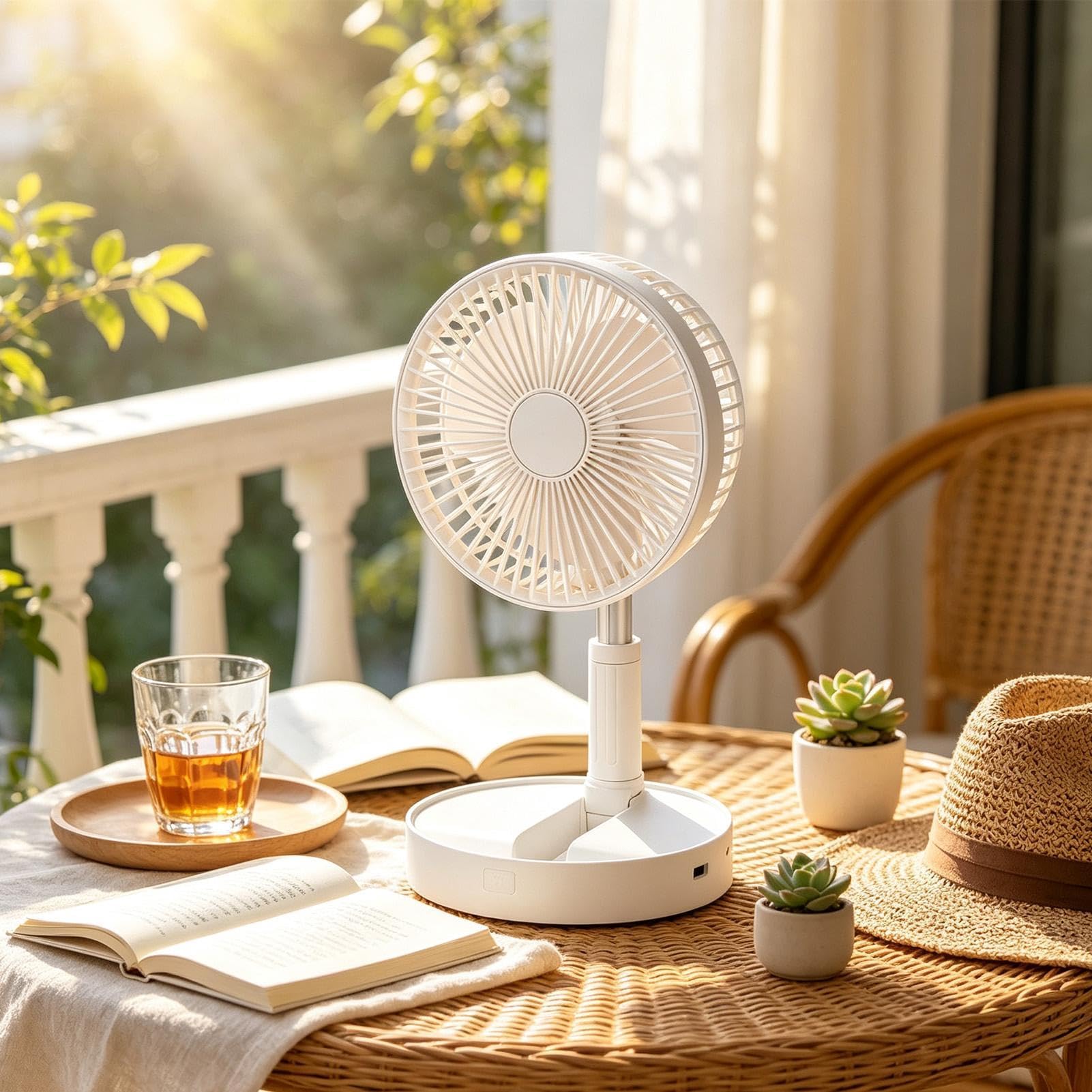 Ventilatore piantana portatile Soffiatore inclinabile fino a 185° | Ventilatore piantana silenzioso pieghevole ricaricabile per campeggio viaggio tenda cucina ufficio casa esterno