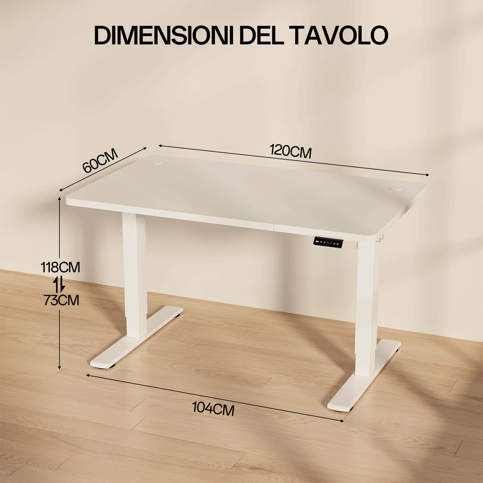 Homall Scrivania Regolabile In Altezza Scrivania Elettrica Con Gestione dei cavi e porta di ricarica USB Altezza Regolabile 73-118 cm, 2 Altezze Di Memoria Scrivania Per Ufficio (Bianco, 120x60cm)