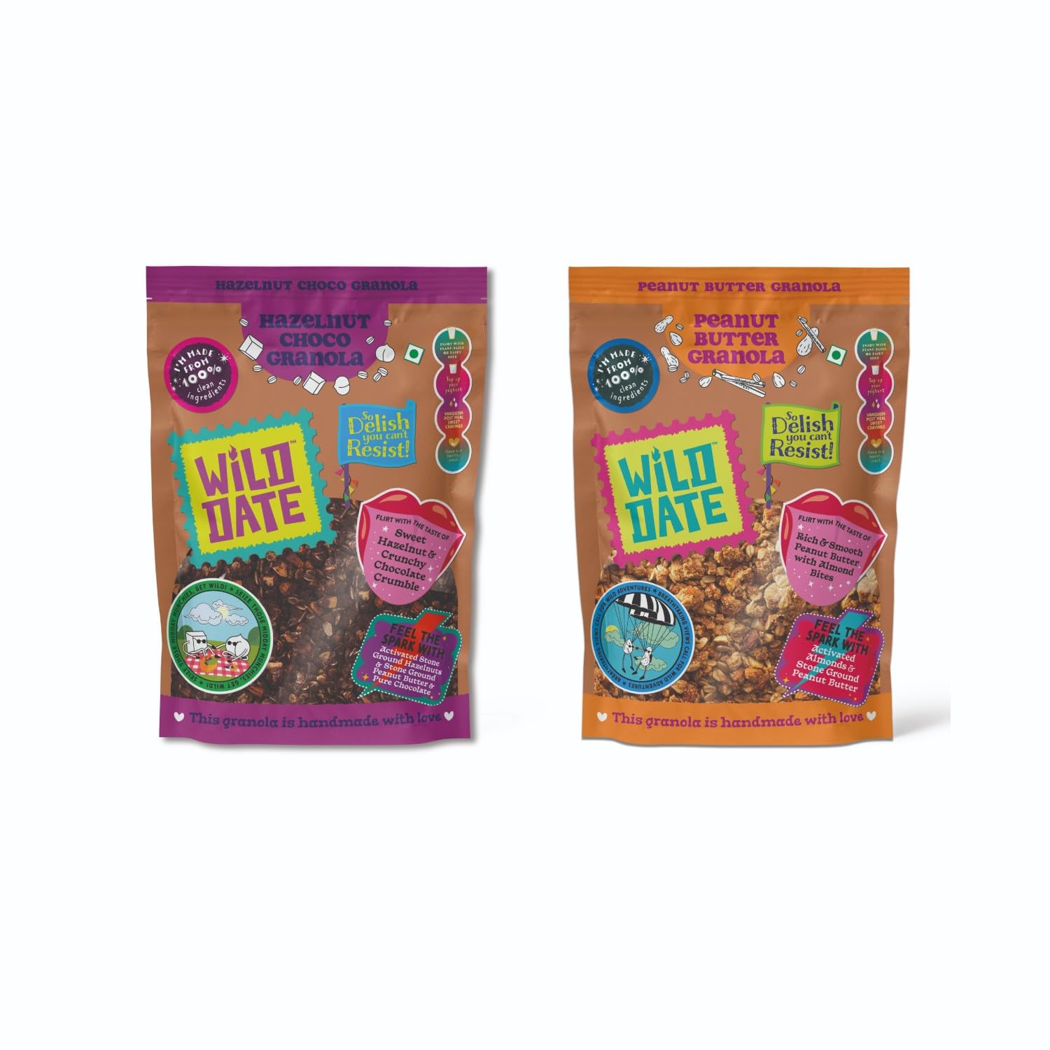Wild Date Granola 2 in 1 Combo | Hazelnut Chocolate 250g | Peanut Butter 250g | Crunchy Baked Oats with Hazelnuts/Peanut Butter | Gluten Free, Plant Protein Rich, No Refined Sugar-image-5