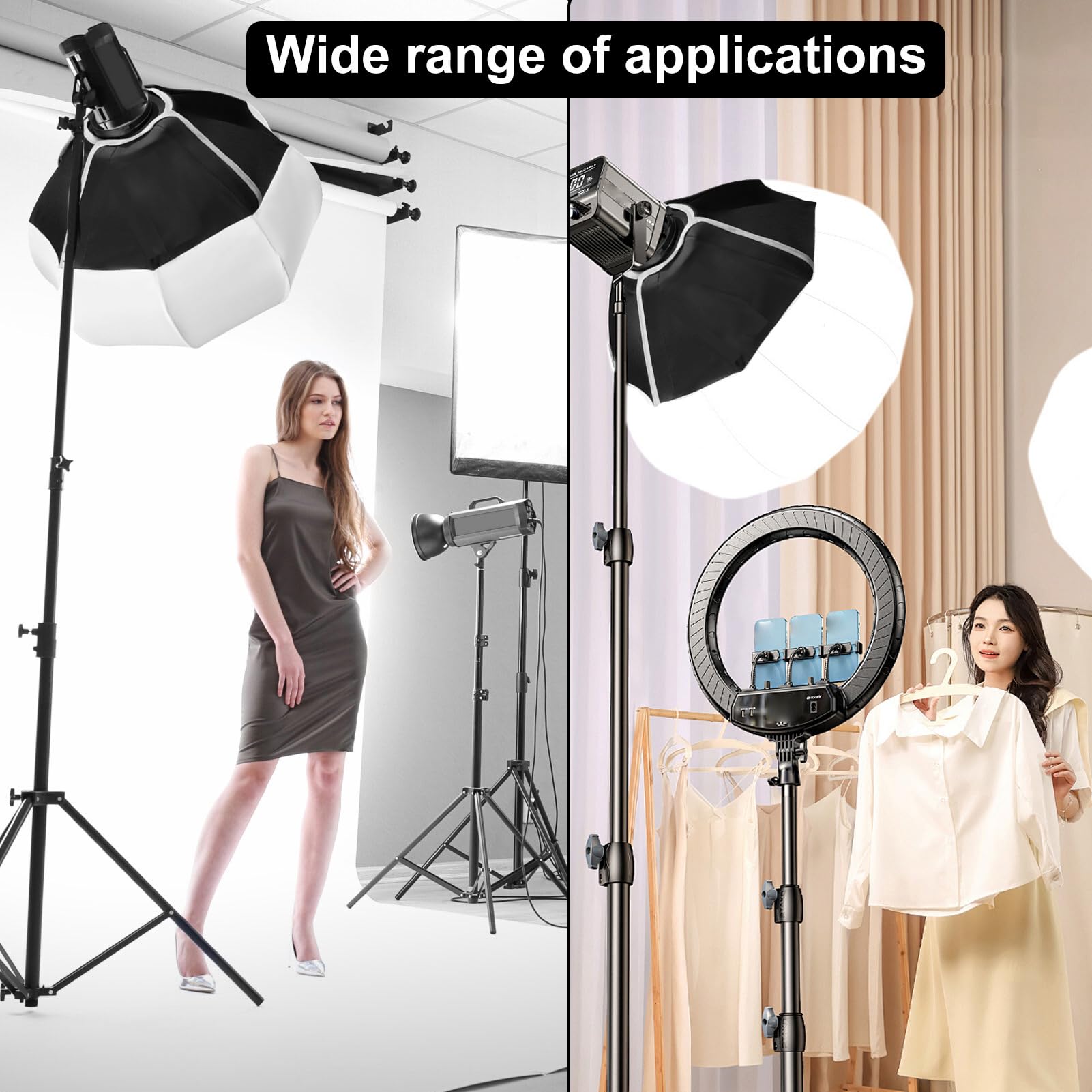 Goshyda Softbox z latarnią o Długości 12,6 Cala i Długości 32 Cm, Sferyczny, Składany Dyfuzor światła do Lamp z Mocowaniem Mini Bowens, Akcesoria do Oświetlenia Wideo YN150 YN150Ultra