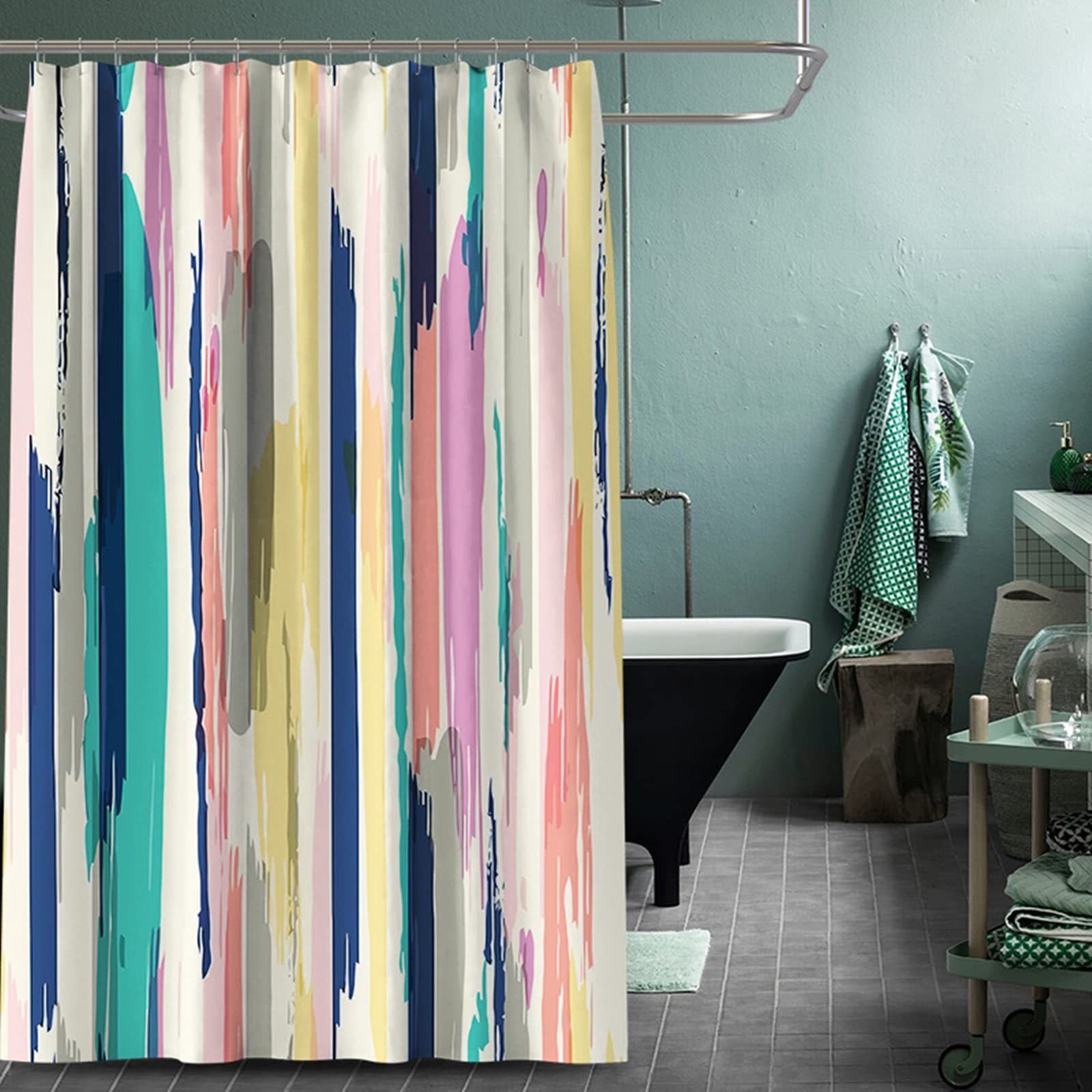 Rideau de douche anti moisissure polyester KnSam rayures 200cm