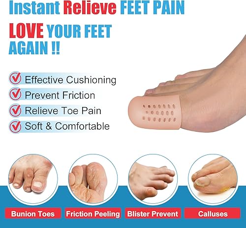 Miniatura 2 de Protectores de dedos grandes, (10 unidades) gorro transpirable, mangas de gel para los dedos, ideal para maíz, callos, dedos de martillo y pérdida