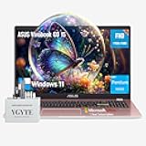 Vivobook Go 15 Pink Laptop Computer, FHD 15.6 Laptop College Students Business, Intel Thin Lightweight Notebook PC, 4GB RAM 128GB eMMC+512GB USB,Windows 11, 1Y Office 365,10-key Number Pad Webcam