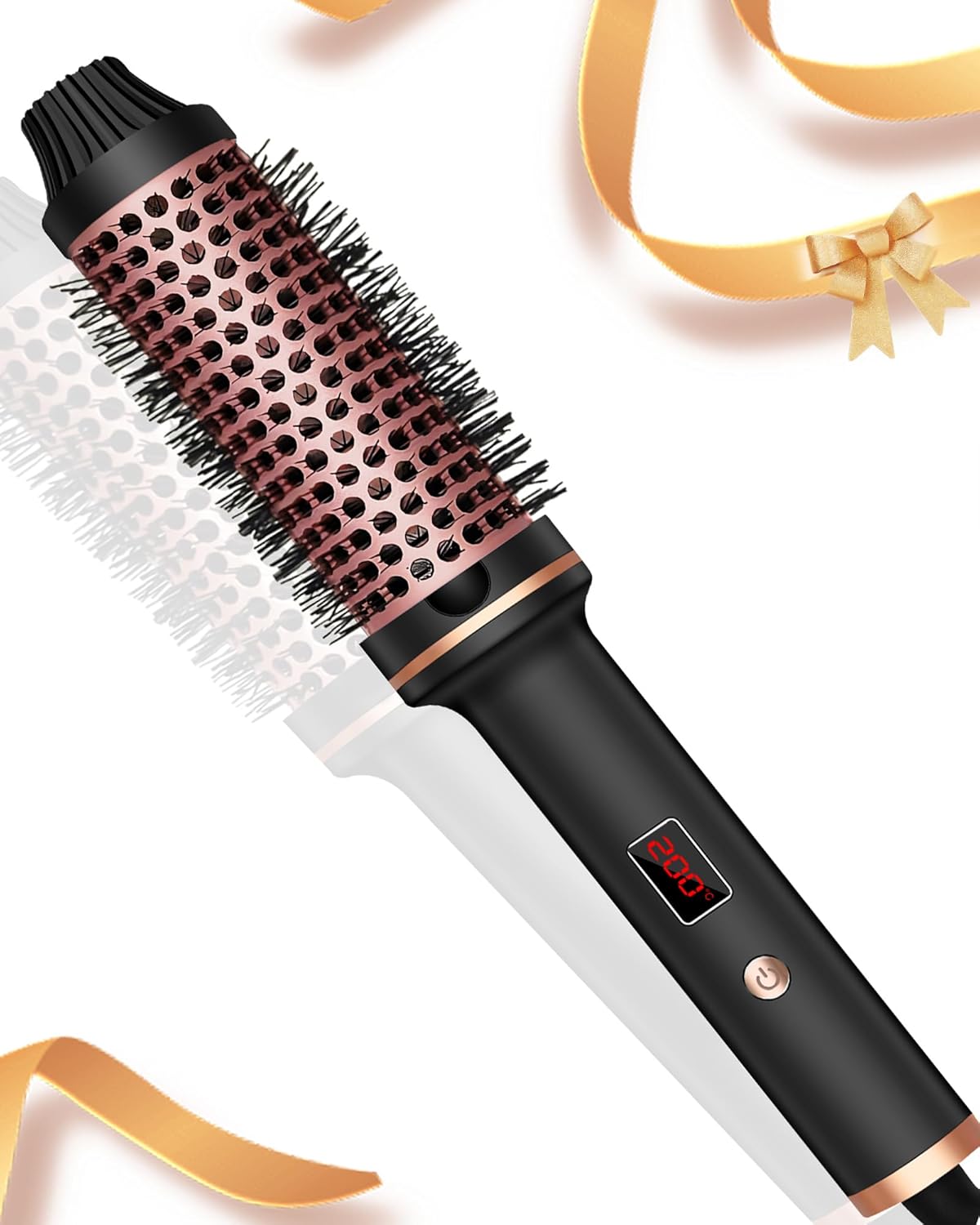 Thermal Brush 3-in-1 38mm, UKLISS Curling Iron, LCD Display 120-200°C, Hot Brush Produces Root Volume and Loose Curls, Double Tension Suitable for Travel