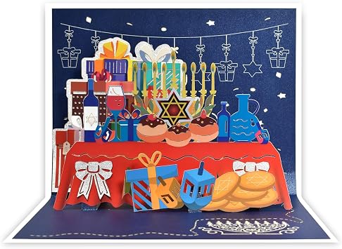 GREETING ART Pop Up Hanukkah Card,86-3d Greeting Card,Chanukah Cards,Happy Hanukkah Cards Pop Up, Holiday Pop Up Cards,Jewish Religion Greeting Card