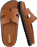 Cushionaire Crisp Women's Slide Sandals - Faux Leather Cutout Slip-On with Memory Foam & Wide Widths