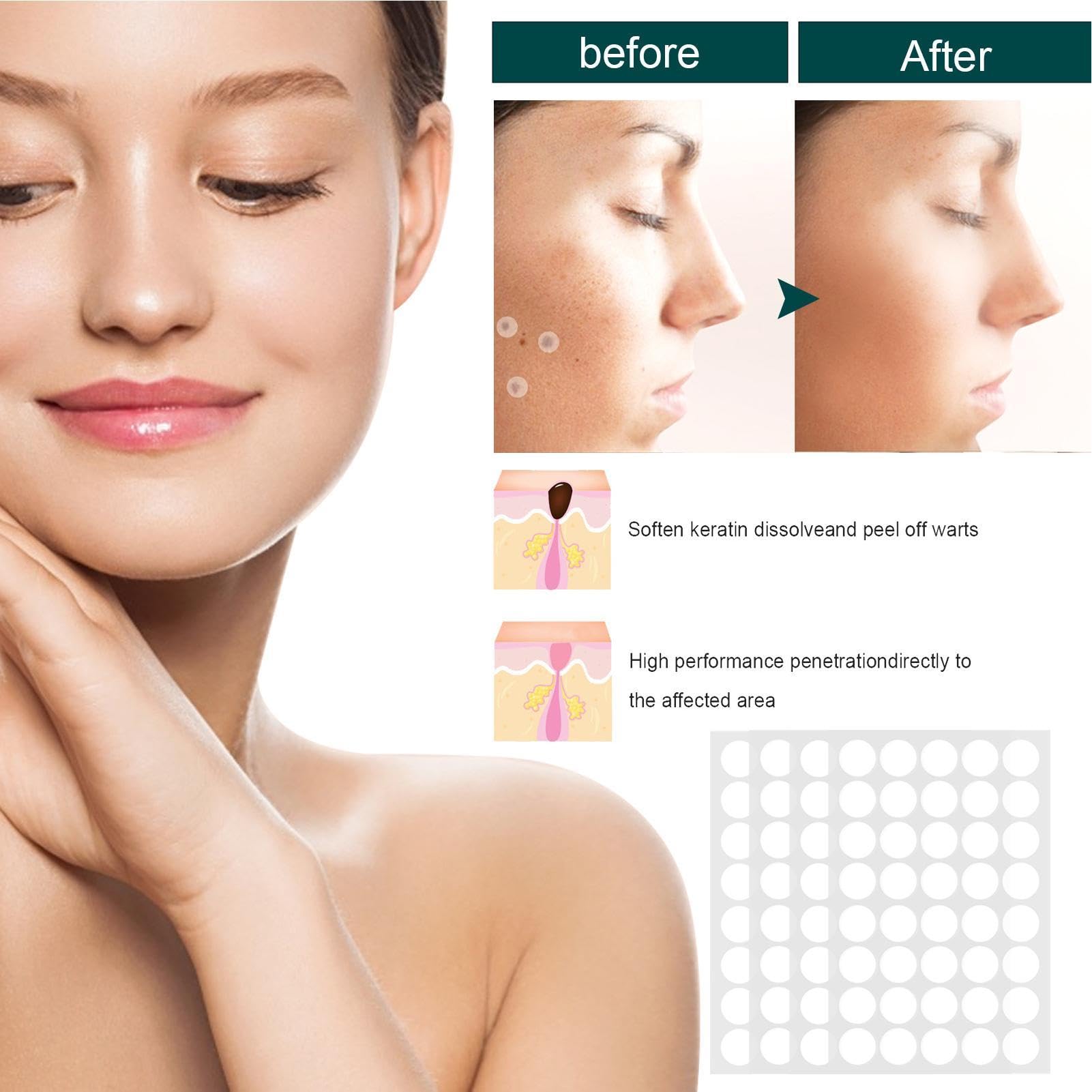 Tiras removedoras de topos para la piel, parches faciales hidratantes, cuidado de belleza con textura refinada, utilidad diaria con capa resistente, 4.4 x 3.22 x 0.39 pulgadas, categoría de cuidado de