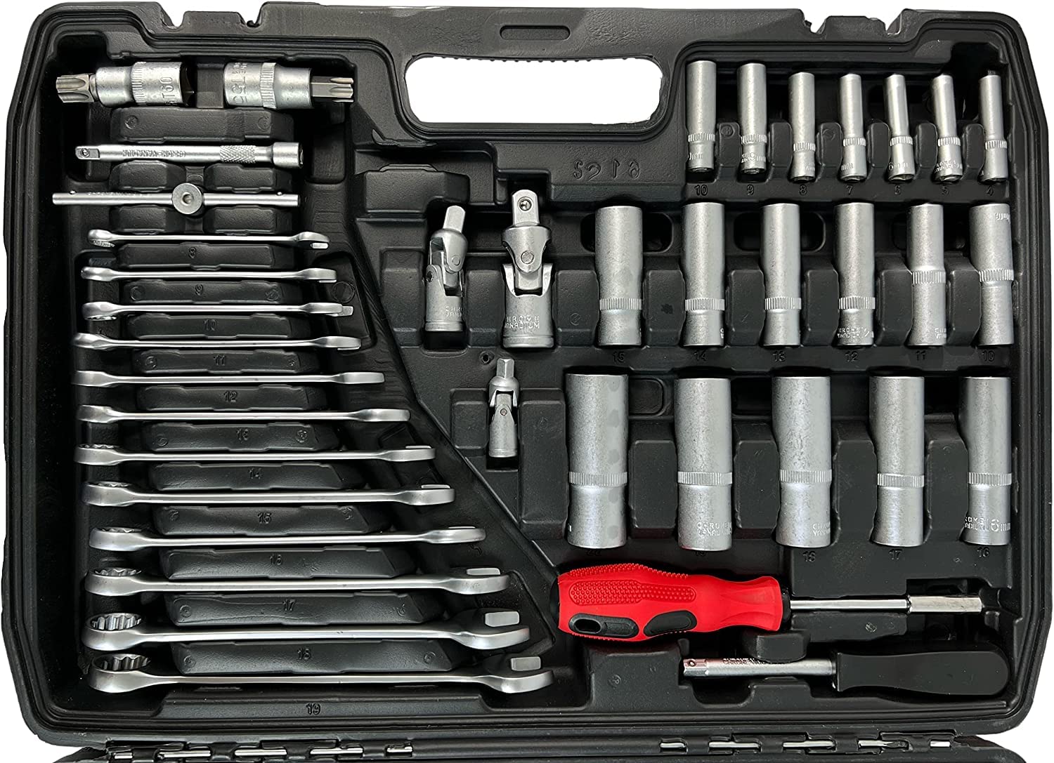 Maletín herramientas 215pz CALIDAD PROFESIONAL carraca 1/2",1/4" y 3/8" llaves, vaso, puntas variadas