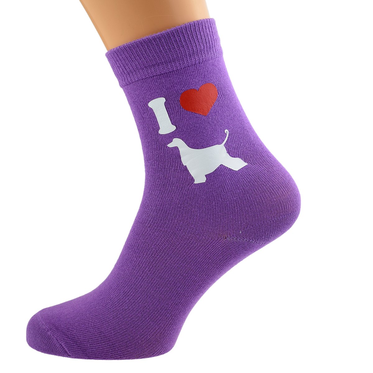 GTR-Prestige Giftware I Love Afghan Hounds Dog Ladies Socks Purple UK 4-8 EUR 37-41 US 6-10 (X6N164)