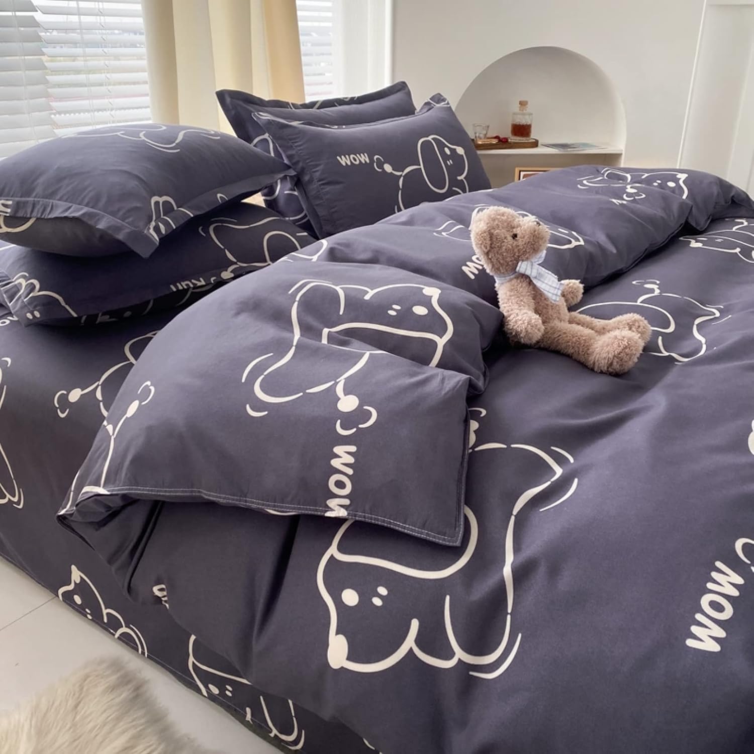 布団カバー 4点セット 2.2m 220&times;240cm ダブル 寝具カバーセット 掛け布団カバー ボックスシーツ 枕カバー 通気性 抗