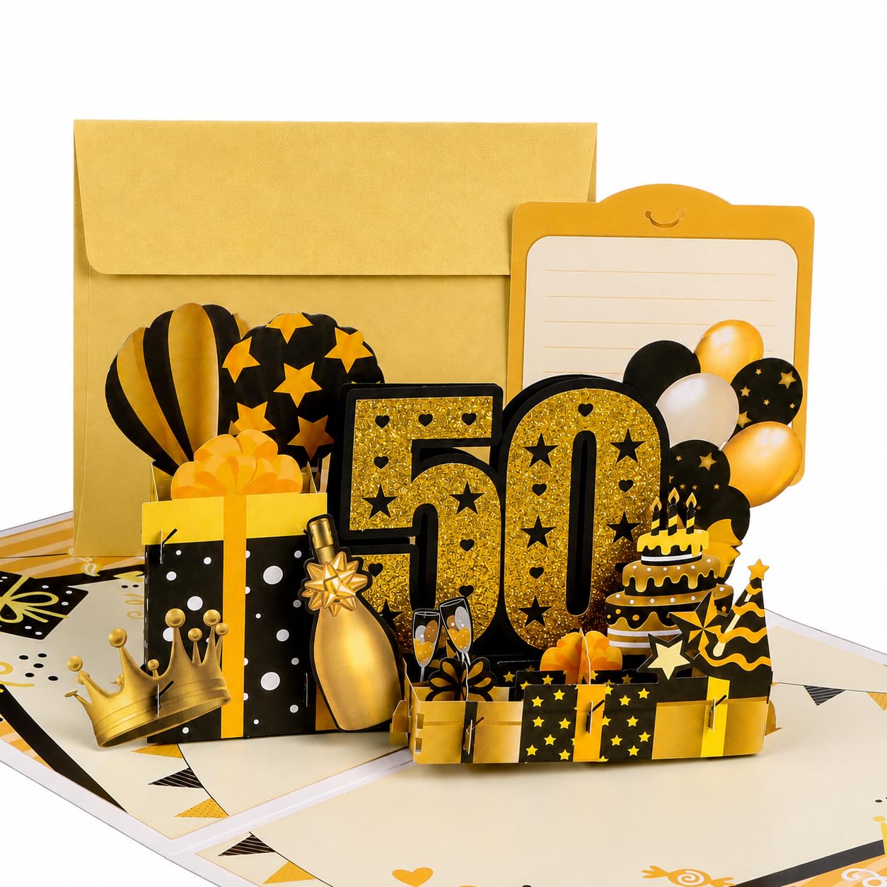50th Birthday Cards for Women Men, 3D Pop Up 50th Birthday Greeting Card