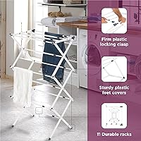 Vista 4 de BLACK+DECKER Perchero de 3 niveles expandible, plegable y colapsable para secar ropa al aire, estante de lavandería ahorrador de espacio, resistente