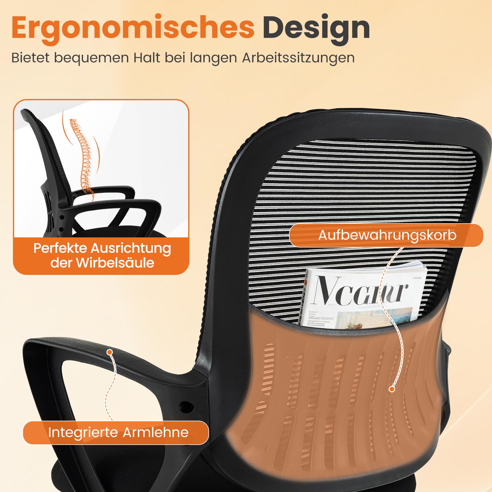 COSTWAY Freischwinger Stühle 2er Set, Konferenzstühle mit Armlehne & Lendenwirbelstütze, Schwingstühle, Bürostühle, Besucherstühle für Büro, Konferenzraum, Arbeitszimmer