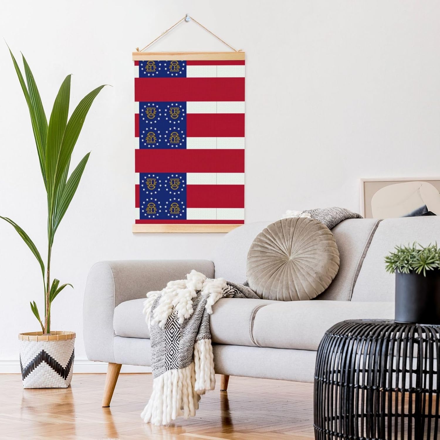 Georgia State Flag Print Poster Hanger,Hanging Poster, Poster Frame,Wood Poster Hanger, For Wall Hanging