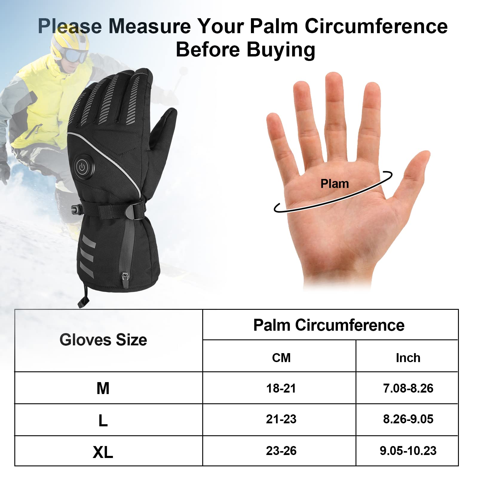 Guantes Calefactables Eléctricos Recargables con Batería Térmicos Invierno Calefacción Rápida Táctiles Moto Esquí Senderismo Caza