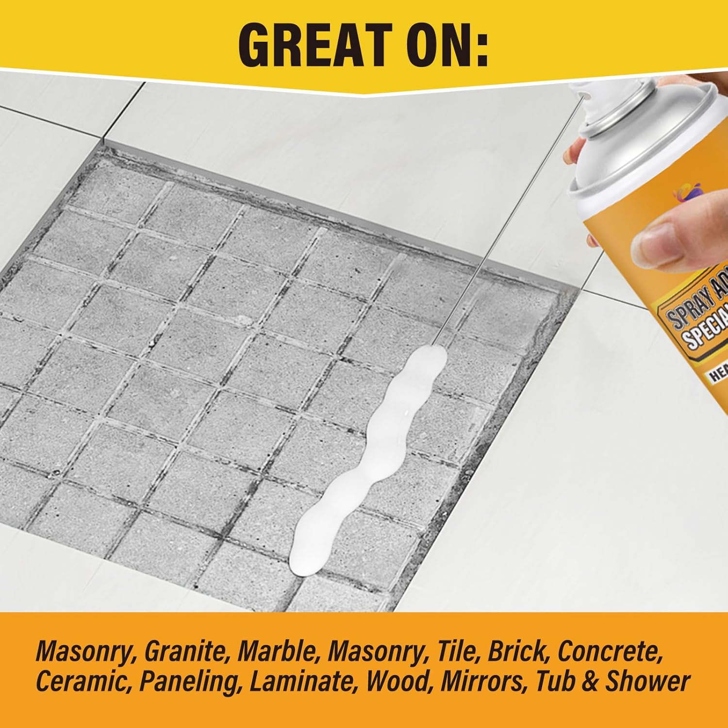 Specialty Spray Glue Tile Repair Spray Adhesive for Tiles, Ceramic, Porcelain, Ceramic Marble, Stone, Wood Floor, Metal, Fabric, Plastic, Glass, Tile Crack Gap Adhesion, Heavy Duty Fast Drying, 4Pack