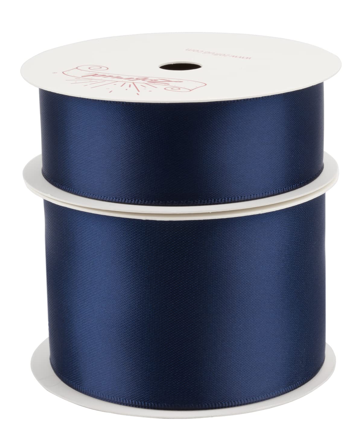 Zofrud 2 Rolls of Navy Double Faced Satin Ribbon - 18 Meters Total (25mm and 50mm x 9M) - Ideal for Crafts Gift Wrapping, and Weddings - Image 2