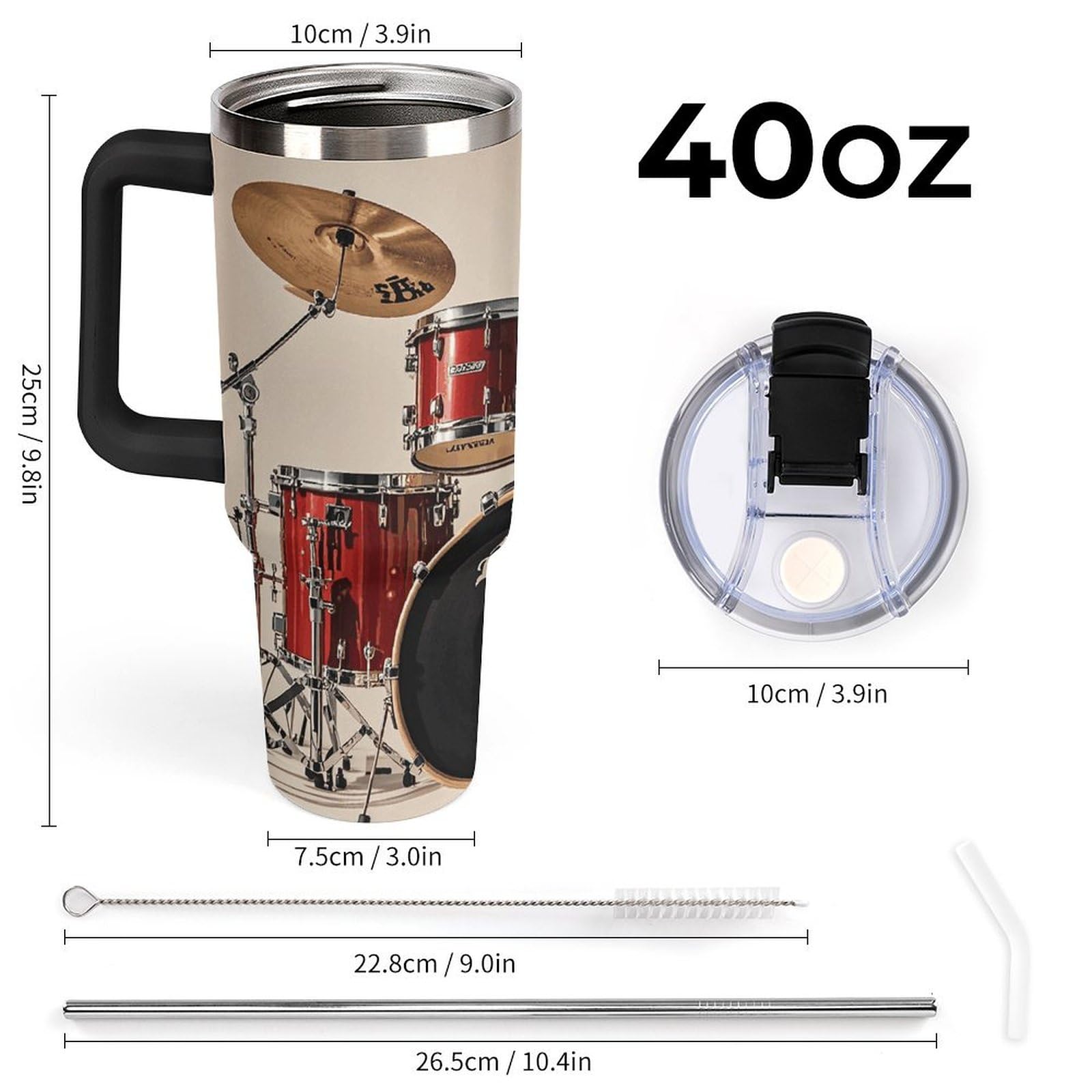 Trinkbecher mit Griff und Strohhalm, 1,2 l, vakuumisolierte Trinkflasche, Becherhalter, kompatibel für Reisen, wiederverwendbar, isoliert, Edelstahl, Geschenke für Damen und Herren