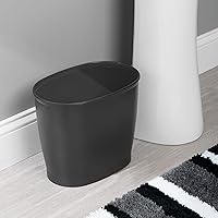 Vista 3 de mDesign - Papelera ovalada de plástico, moderna y de tamaño conveniente, para baño, cocina, cuarto de servicio, hogar, oficina, dormitorios., Negro