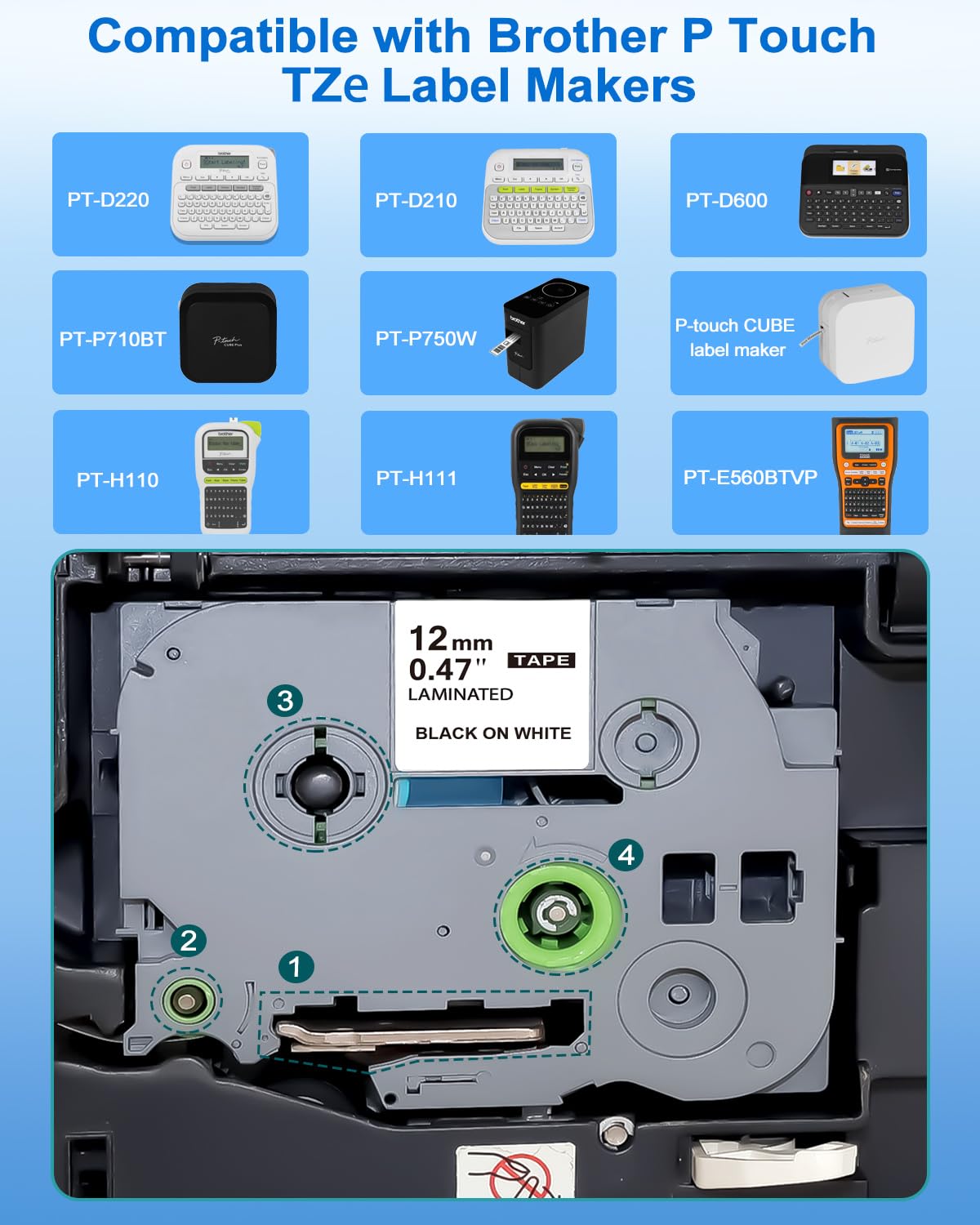 Nastro Per Etichette Aken Compatibile Per Brother TZe