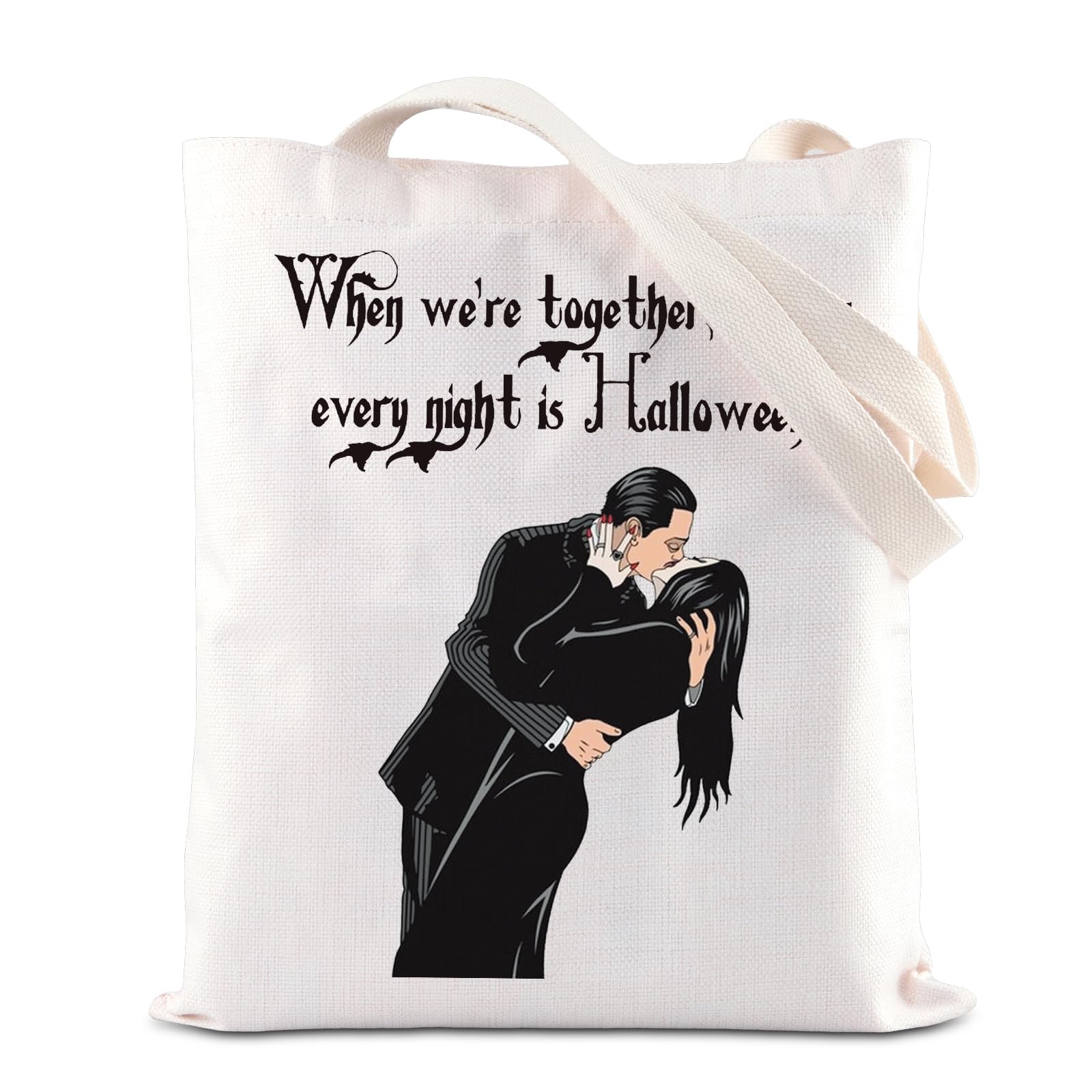 Horror Movie Gift Horror Gothic Handle Bag Halloween Party Gift When We’re Together Darling Every Night Is Halloween Tote Bag (Darling Night tote)