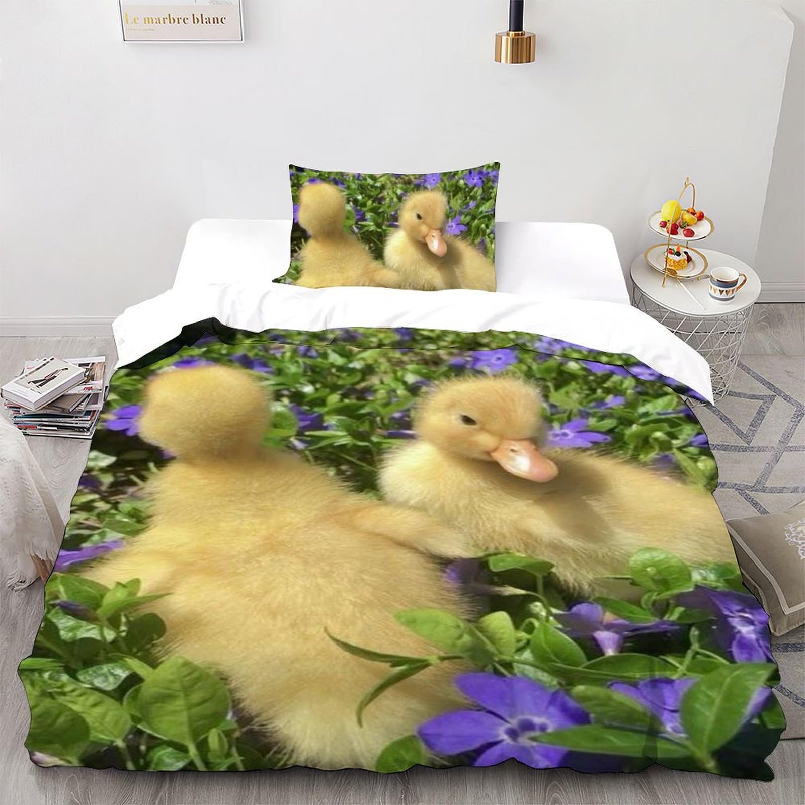 Housse de couette animaux imprimé 3D microfibre 135x200 parure de lit garçon
