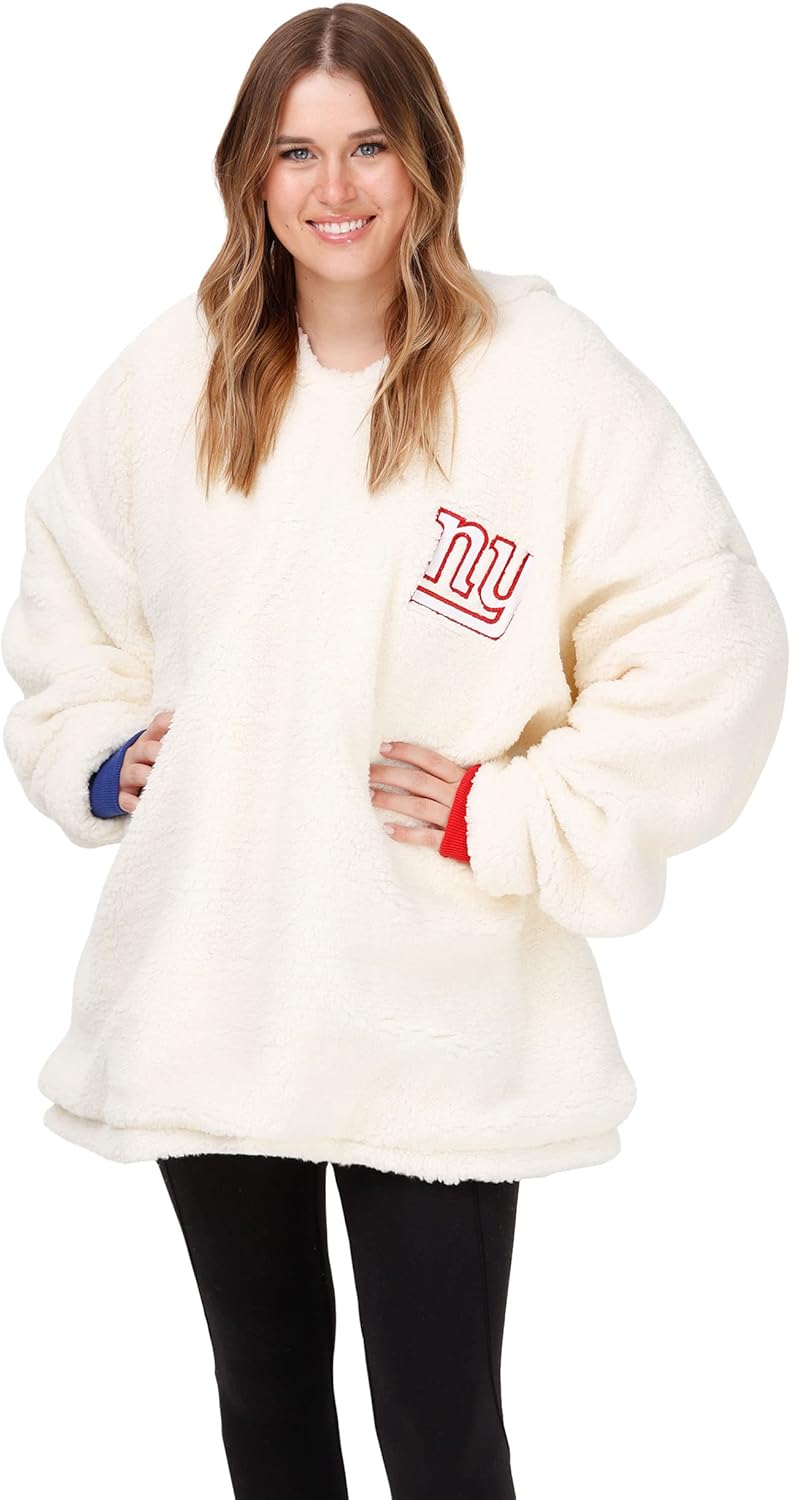 FOCO NFL Team Logo Reversible Oversized Sherpa Hoodie Sweatshirt Hoodeez, Colorblock, One Size