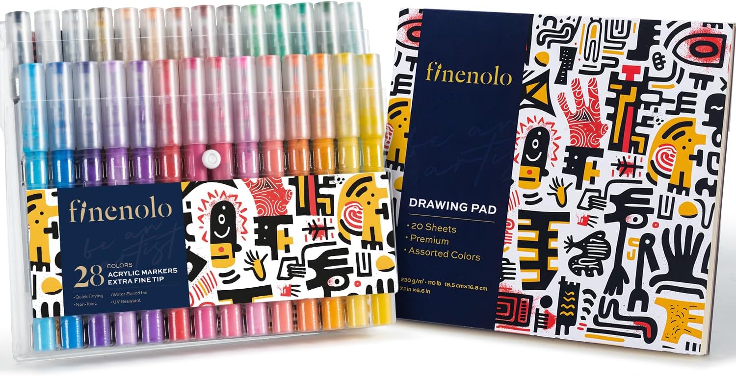 36 Colors Double Line Outline Markers with Metallic & Glitter Effects