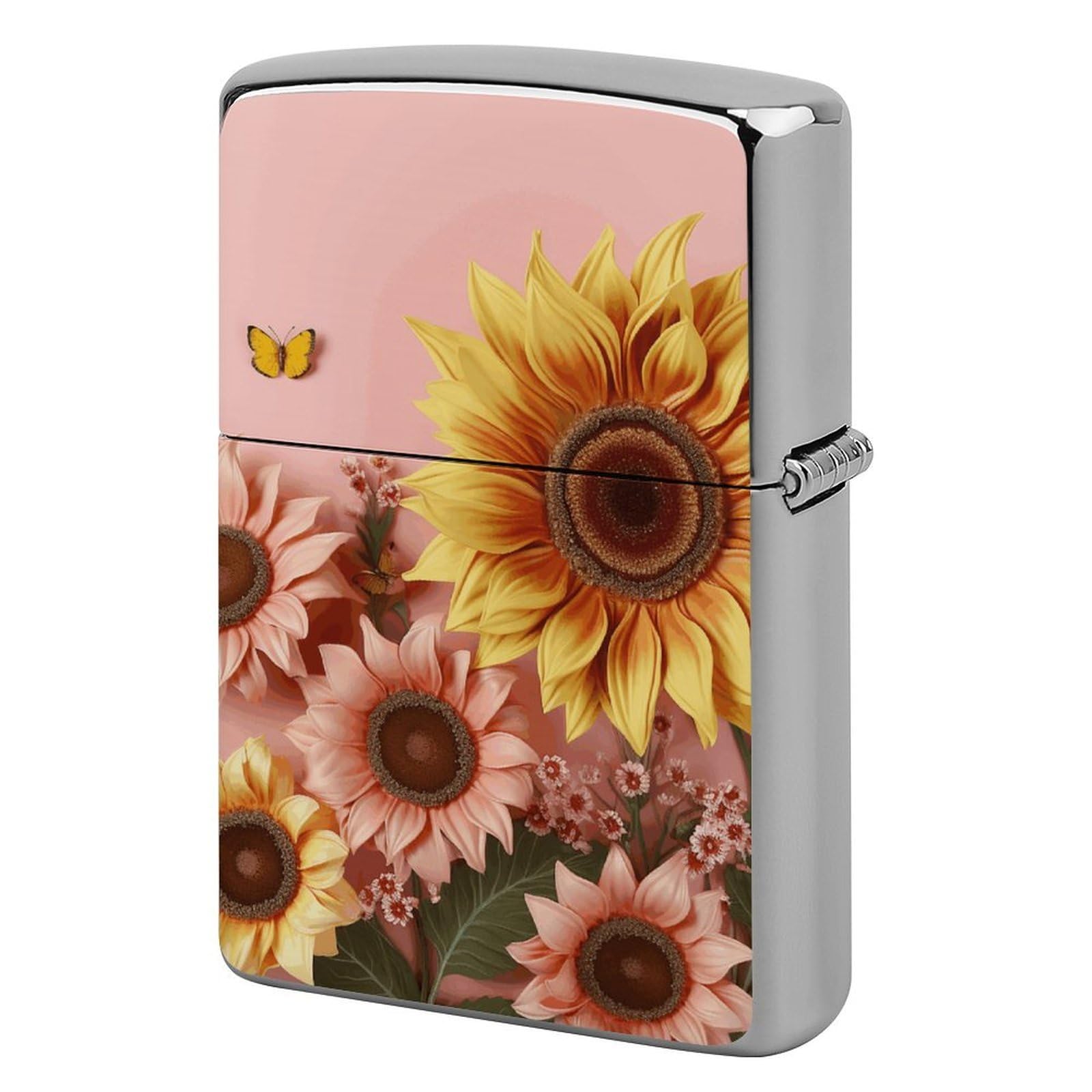 Big Sunflower Lighter Case Vintage Metal Lighter Cover Reusable Lighter Protective Sleeve Unique Design Personalized Lighter Sleeve Holder Against Dust and Scratches