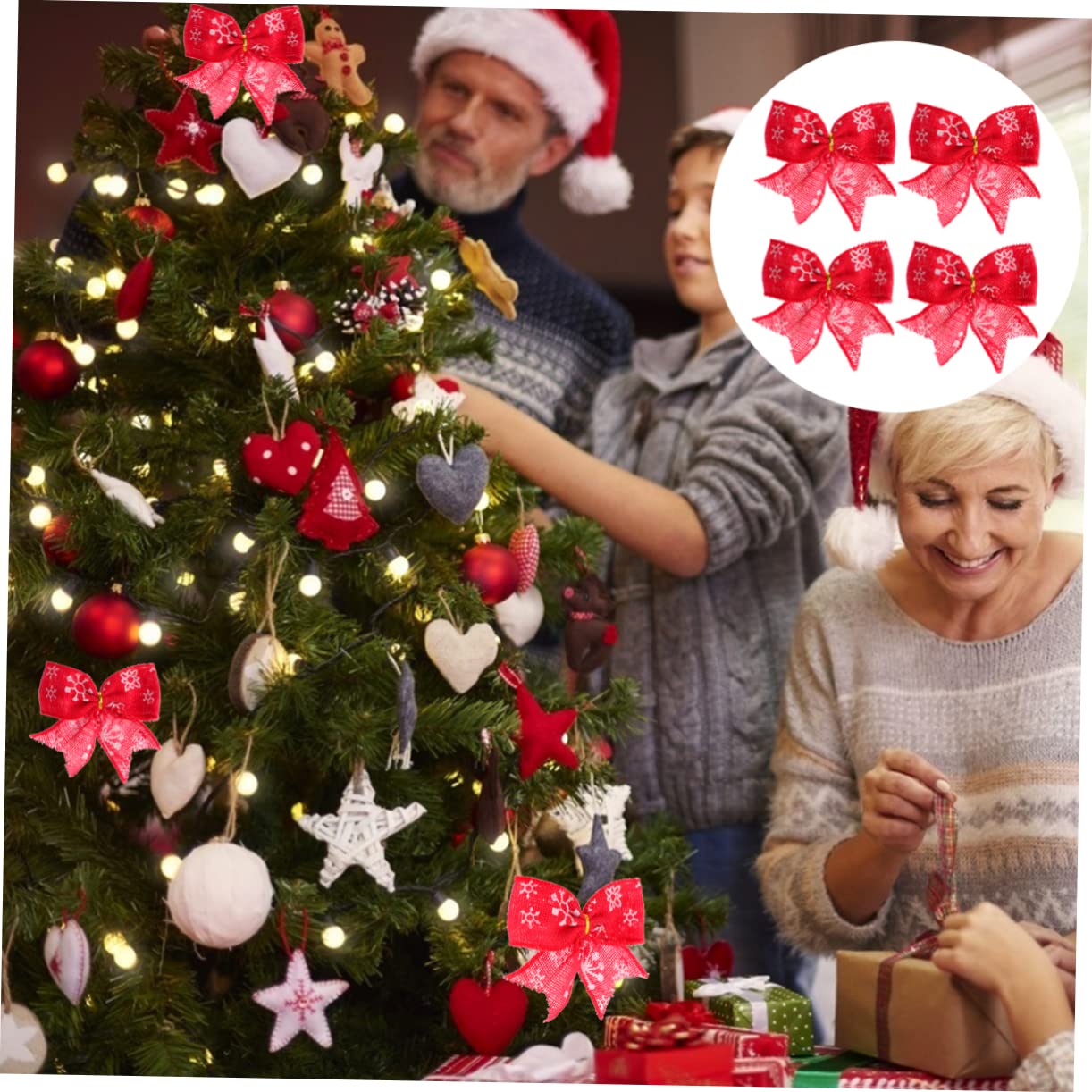 EXCEART 24piezas Decoración De Lazos De Arpillera Motivo De para Navidad De para Árboles y Guirnaldas Festivas
