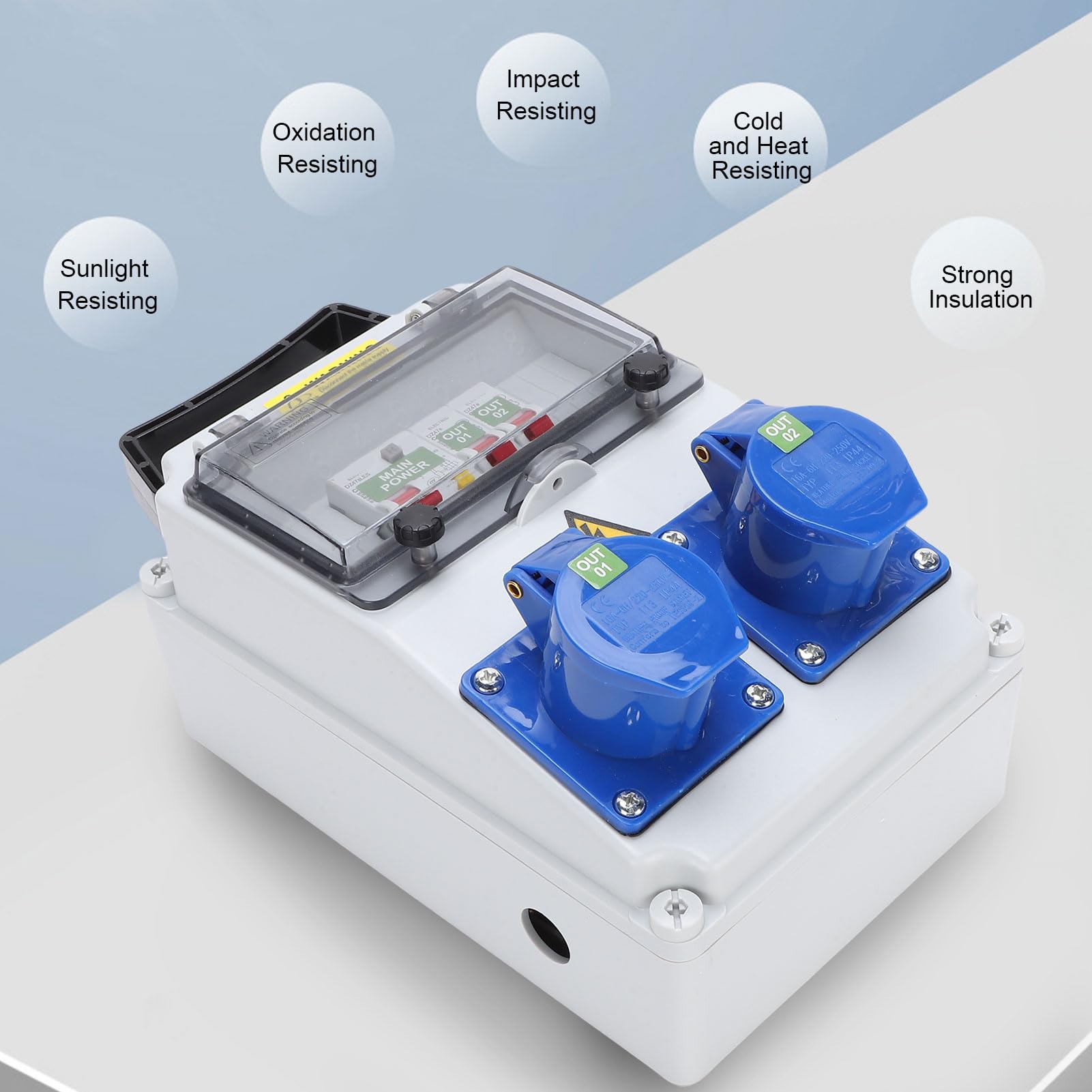 Topiky Scatola di Distribuzione Industriale Portatile Scatola di Distribuzione Impermeabile IP44-67 per Presa Elettrica per Officina da Cantiere di Energia Esterna 260x170x140mm