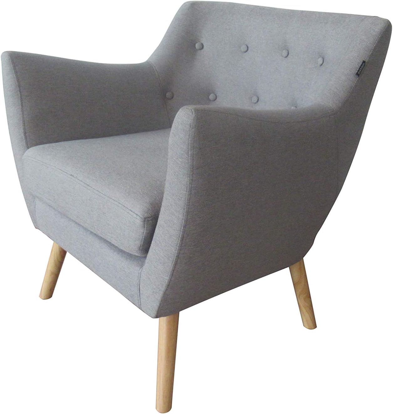 Astan Hogar, Butaca Capitoné Estilo Mid-Century Modern Tapizado Tela, Modelo Zeus AH-AR60200GR, Gris,