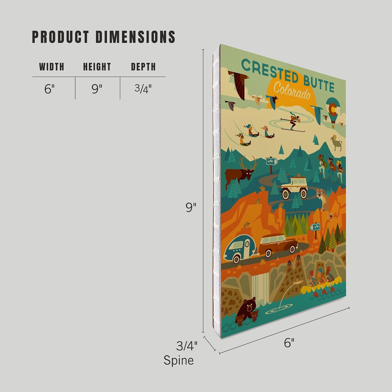 Lantern Press Crested Butte, Colorado, Geometric (Lined 6x9 Journal, Lay Flat, 193 Pages, FSC Paper)