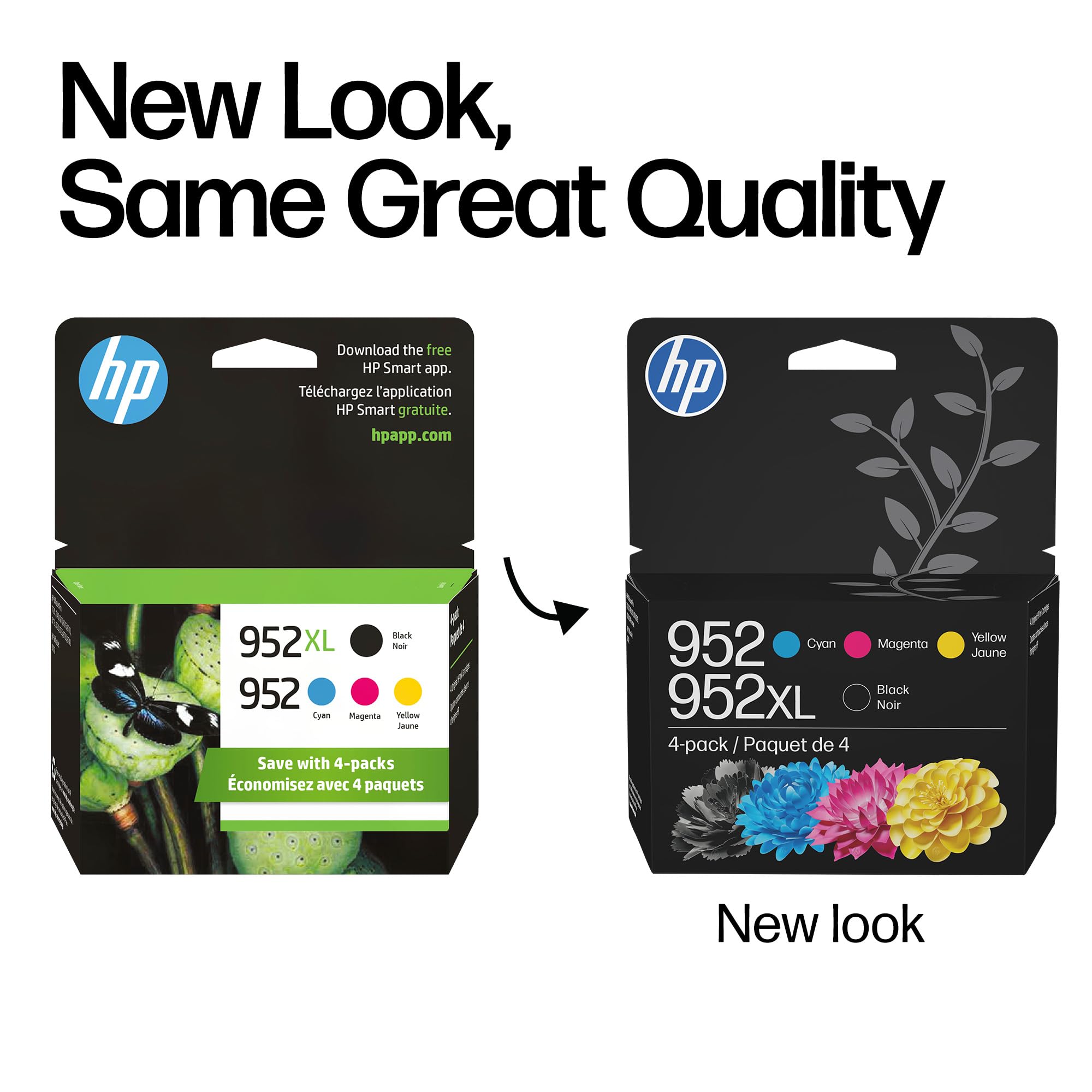 HP Original 952 Cyan, Magenta, Yellow / 952XL Black Ink Cartridges (4-Pack) | Works OfficeJet 8702 OfficeJet Pro 7700, 8210, 8700 Series | Eligible for Instant Ink | N9K28AN