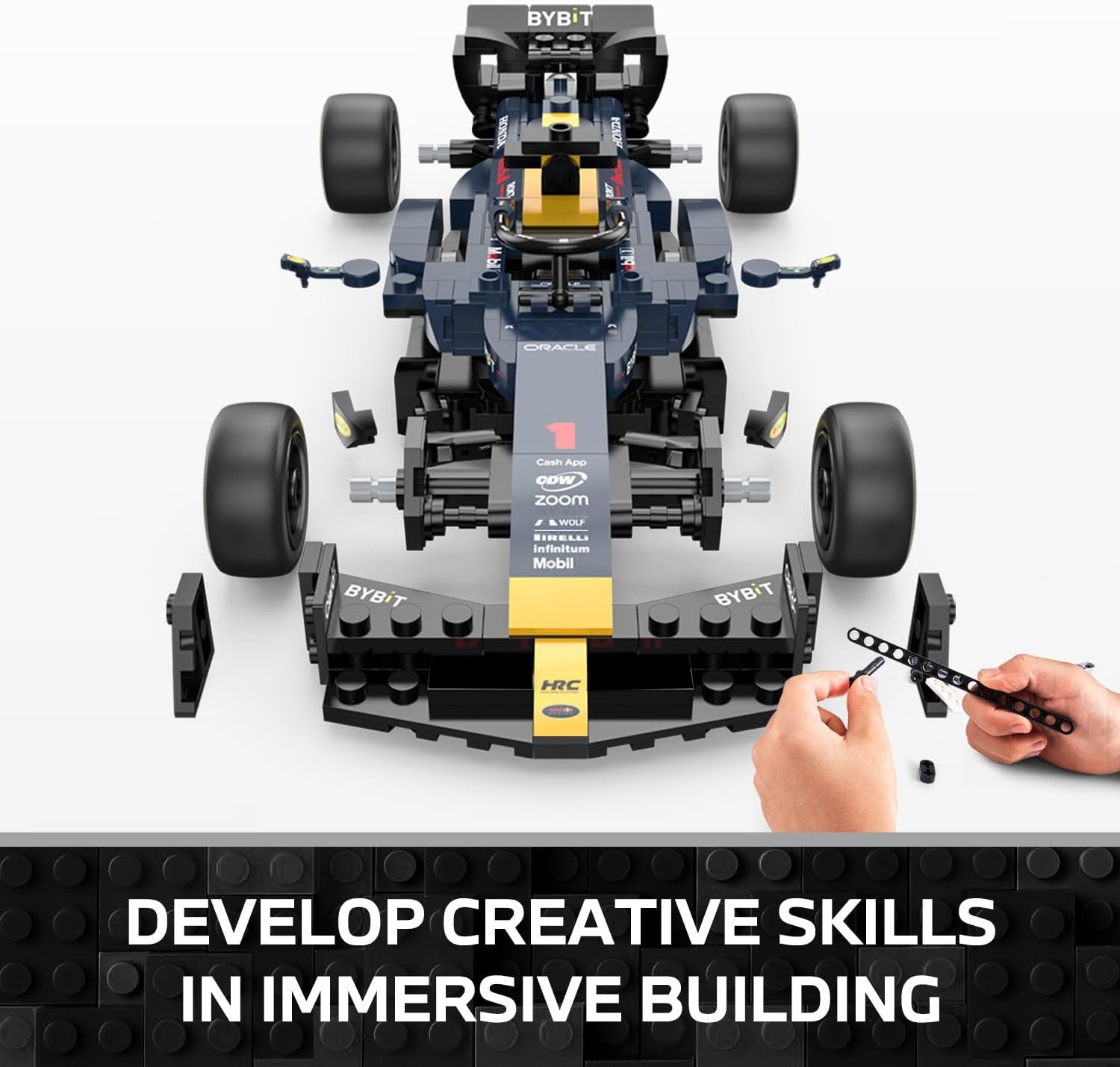 1:24 F1 RB19 Race Car Model Building Kits, Buildable Blocks Sets with 333 Pcs Bricks, Free Wheel, Cockpit, Collectibles Gifts Ideas for Boyfriend, Adults, Blue
