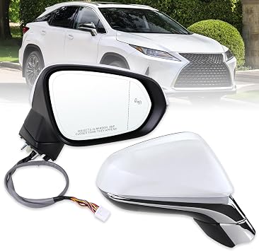 مرآة جانبية للراكب الأيمن متوافقة مع لكزس RX350 RX450h 2016-2022 RX350L RX450hL 2018-2022 مع ذاكرة مرآة إشارة الانعطاف ذات النقطة العمياء الساخنة القابلة للطي باللون الأبيض استبدال#87910-4888115Pins