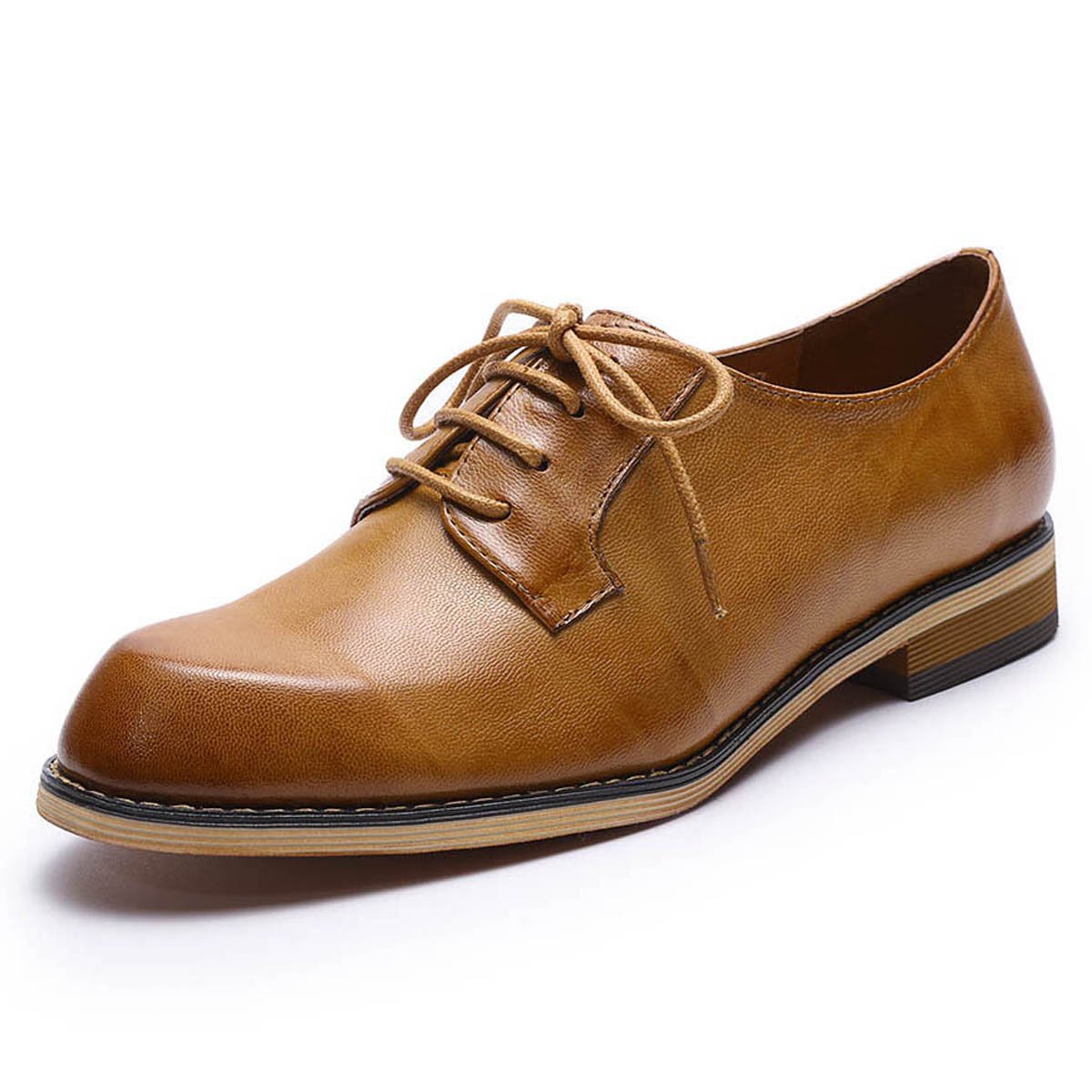 Mona flying Womens Handmade Dress Oxfords Derby Comfy Lace up Leather Shoes for Ladies