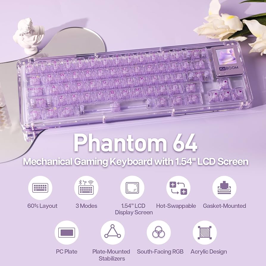KiiBoom Phantom 64 60% Gasket Mechanical Keyboard with 1.54