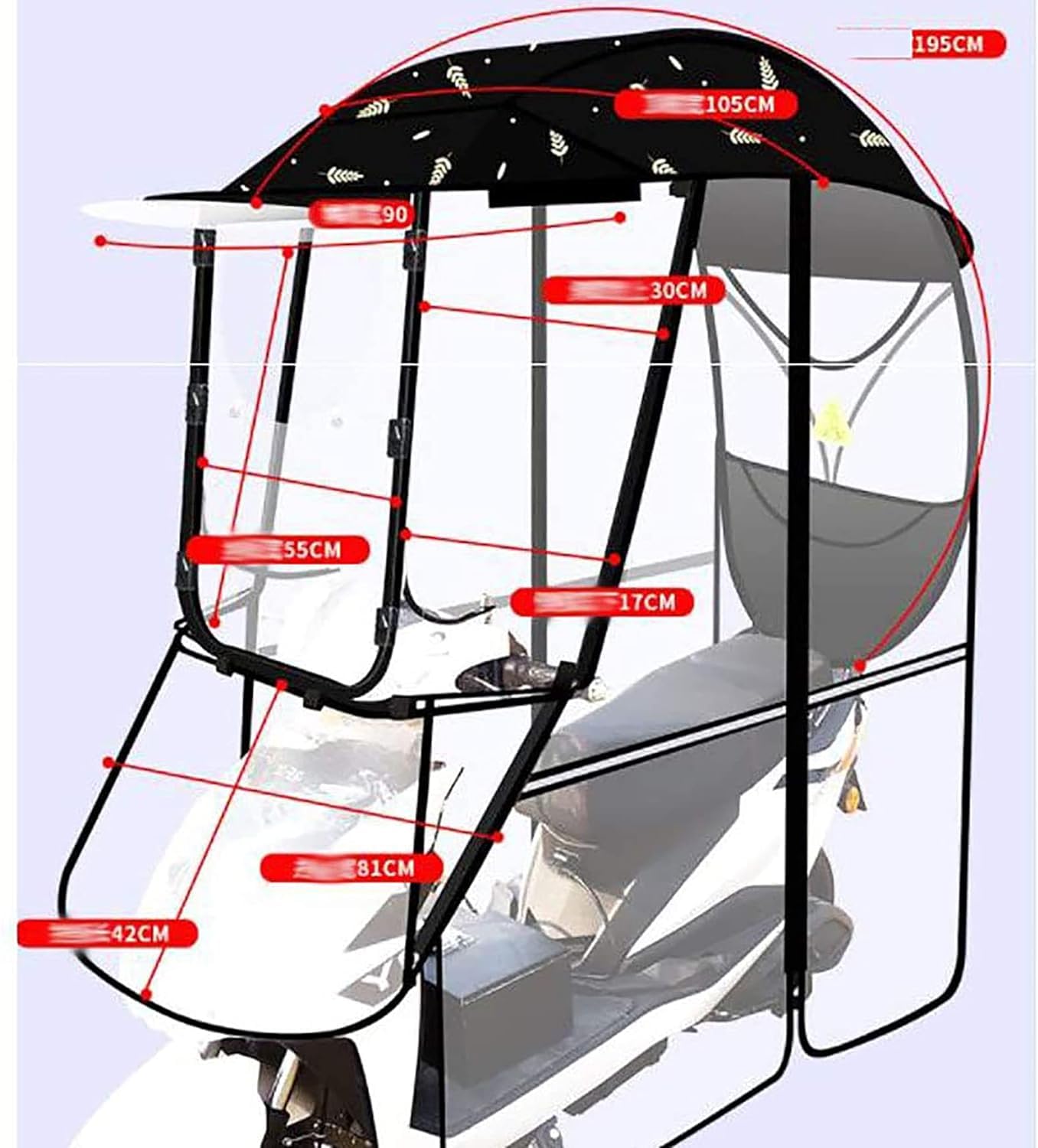 Toldo para scooter con protección solar, reflectante del calor y plegable.