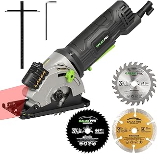 Scie Circulaire 480W GALAX PRO, 3500 RPM, Trois tranches de scie de 85 mm, Équipé de rails de guidage laser, Convenu pour le coupage du bois, du PVC et d'autres matériaux