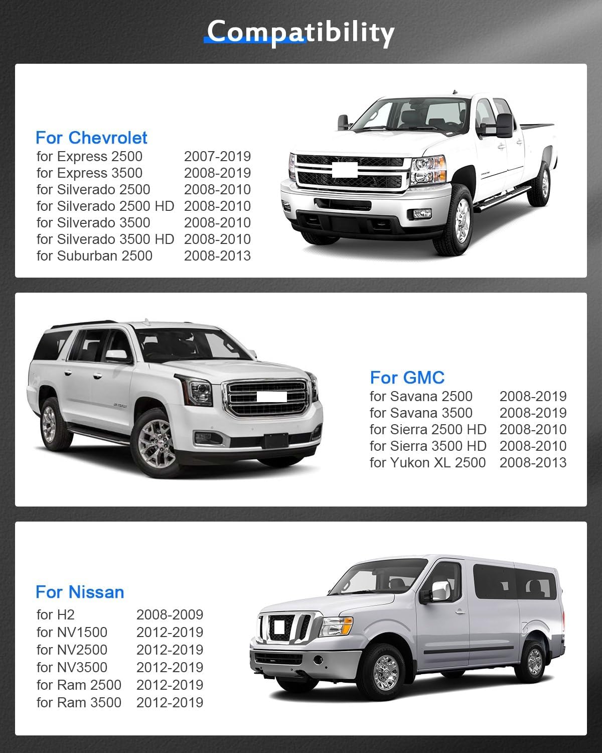 ECCPP 4PCS 8 Lug Wheel Spacers 2" 8x6.5 to 8x6.5 8x165.1mm 126.15mm HB with 14x1.5 Fit for Chevy Silverado 1500 HD Silverado 2500 Silverado 2500 HD 2001-2006| for GMC Sierra 2500 HD 2001-2010