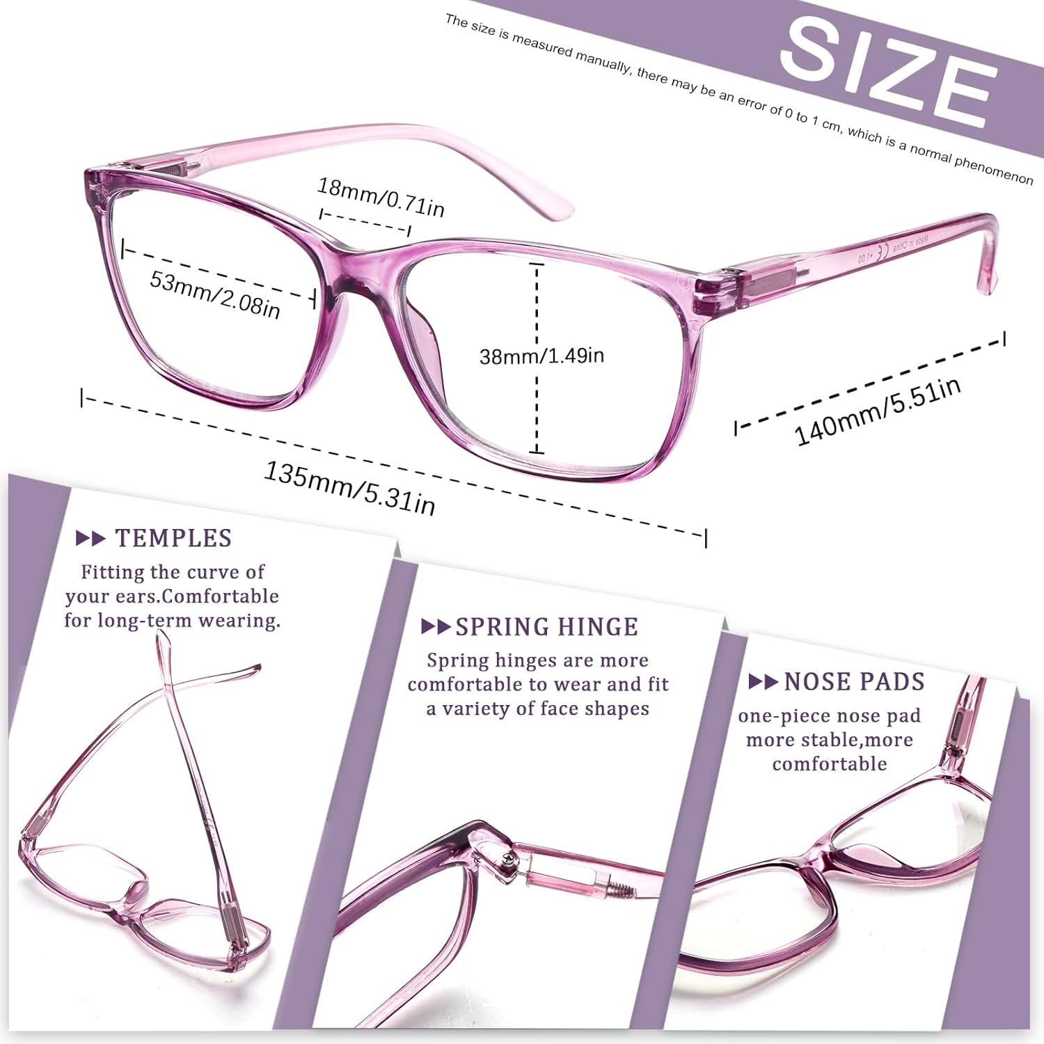 COJWIS Progressive Multifocus Reading Glasses Blue Light Blocking for Women Men Spring Hinge Computer Readers (4Color, 1.25) - Image 4